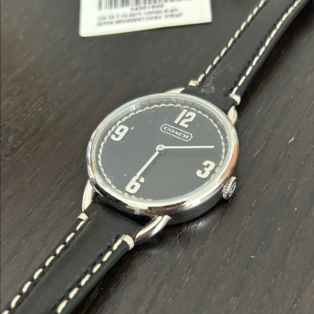 Coach Black Leather Strap Silver-Tone Women’s Watch - Picture 3 of 9